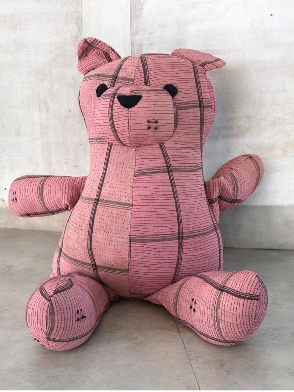 Free People vintage kantha quilt bear in pink  with Beauty Mark NWT